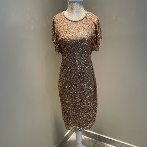 Adrianna Papell Women's Beaded Flutter Sleeve Cocktail Dress 0